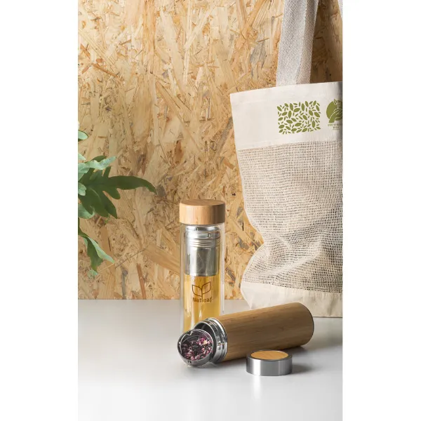 Garrafa de vidro com infusores personalizada